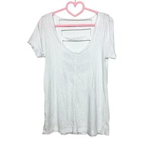 Chaser NWT Scoop Neck Strap Back Raw Edge Short Sleeve Casual Top White Sz Small